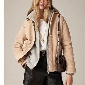 J Crew Boucle Polyester Tan Shirt Jacket In Sandstone Woman’s Size Medium